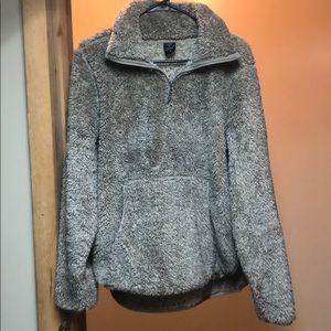 Fuzzy half zip sweatshirt